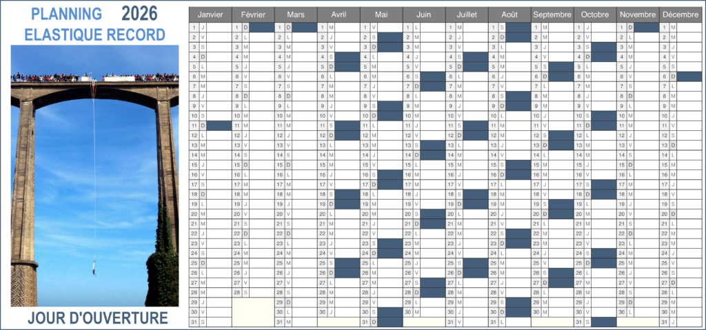 Calendrier Saut Elastique 2026